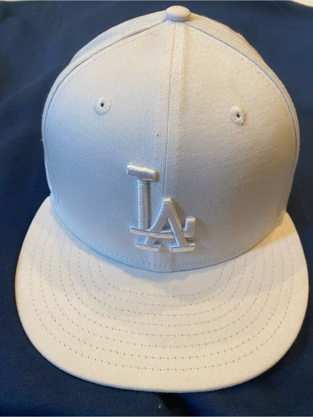 LA Dodgers MLB Basic 59FIFTY White Embroidered Logo Baseball Cap Size 7 1/4